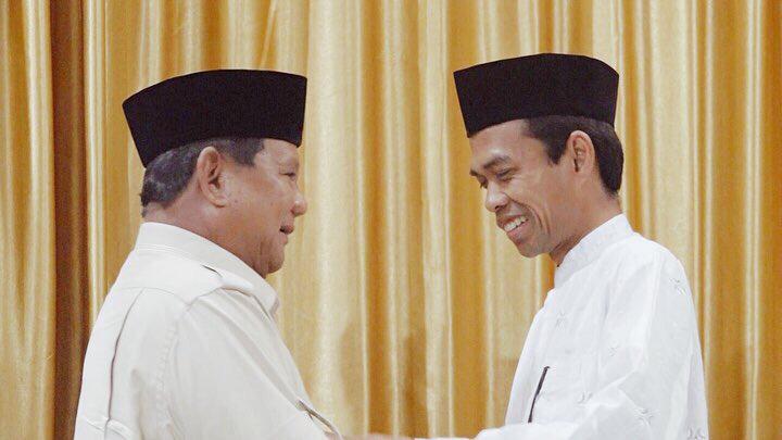 Ustad Abdul Somad (UAS) Pada Rabu, 11 April 2019, Memberikan Dukungan Kepada Calon Presiden Nomor Urut 02, Prabowo Subianto (Foto Istimewa)