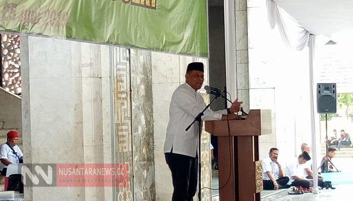 Jenderal (Purn) Gatot Nurmantyo Saat Pidato Pada Acara Halal Bihalal Purnawirawan TNI Polri di Masjid At Tin Jakarta. (Foto Dok. NUSANTARANEWS.CO)