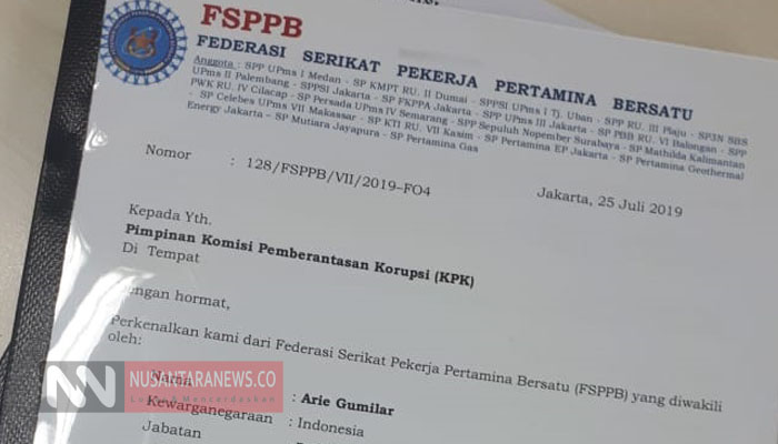 Surat Pengaduan FSPPB ke KPK (Foto Dok. Nusantaranews.co).