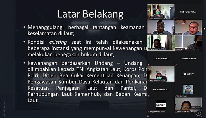 Bakamla RI gelar rakernis “Sistem Pengamanan Laut” bersama praktisi dan akademisi yang dilaksanakan melalui video conference (vidcon), Selasa (29/9).