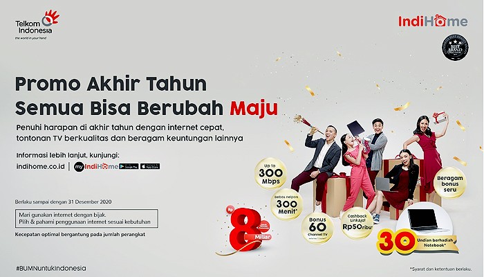 Menyambut Akhir Tahun 2020, IndiHome Tebarkan Semangat “Semua Bisa Berubah Maju” meski pandemi Covid-19 belum berakhir.