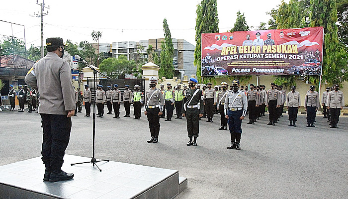 Sambut Idul Fitri, Polres Pamekasan gelar pasukan operasi Ketupat Semeru 2021.