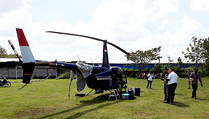 Masalah navigasi, helikopter BNPB mendarat darurat di Grobogan.