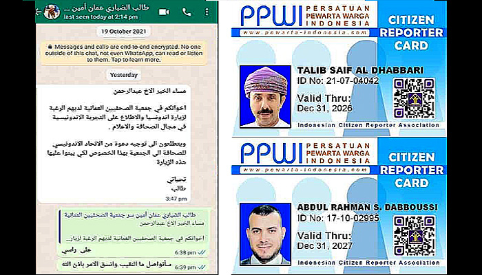 Asosiasi Wartawan Oman Akan Kunjungi PPWI Nasional di Jakarta