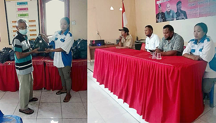 Anggota PPWI Bagikan Sembako Sumbangan Yayasan Sarupa di Desa Purwo Agung