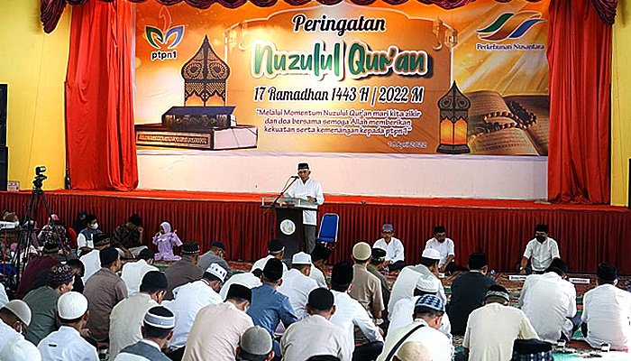 Peringatan Malam Nuzulul Quran 1443 H, PTPN1 santuni anak yatim